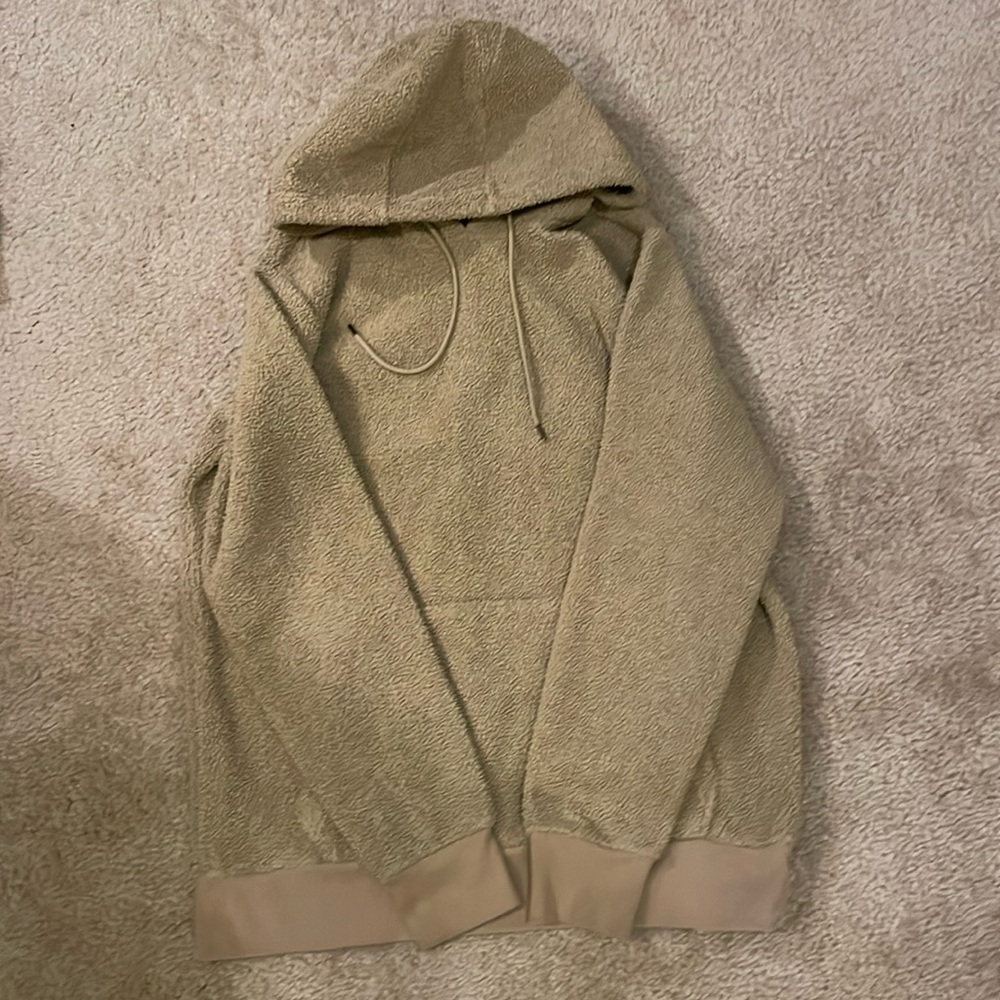 Oversized tan fuzzy sweatshirt